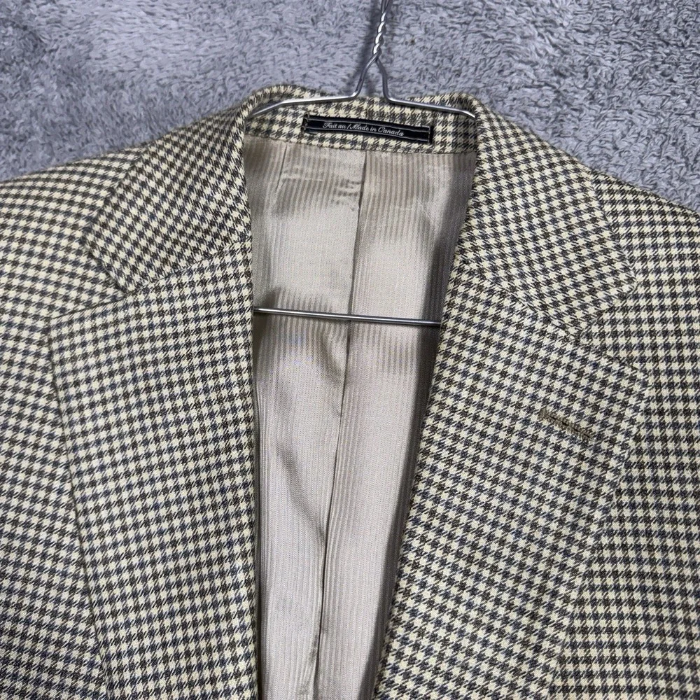 Jack Victor Sport Coat Mens 40R Wool Silk Houndstooth Blazer Jacket Landonwood
